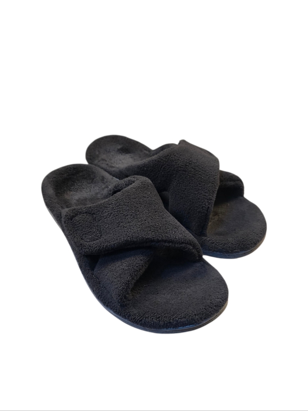 Vionic Adjustable Strap Black Slippers Size 10